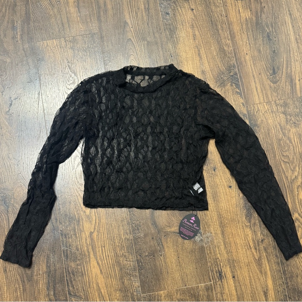 Chic Black Lace Long Sleeve Blouse